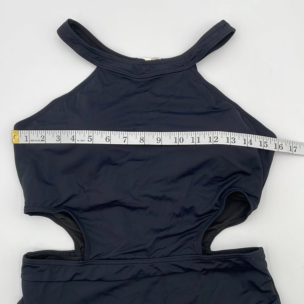 Holipick Black One-Piece Monokini Swimsuit High Neck Cutout Snap/Hook Closure - Picture 14 of 17